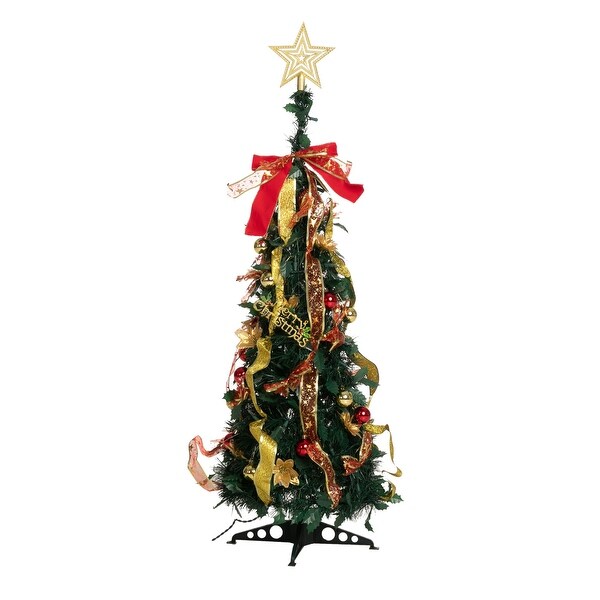 Syncfun 3.3FT Decorated Christmas Tree with 100 LED Warm Lights，Easy Collapsible and Foldable