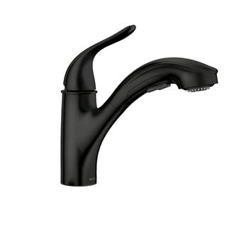 MOEN Brecklyn Single Handle Pull Out Sprayer Kitchen Faucet with Power Clean in Matte Black 87557BL