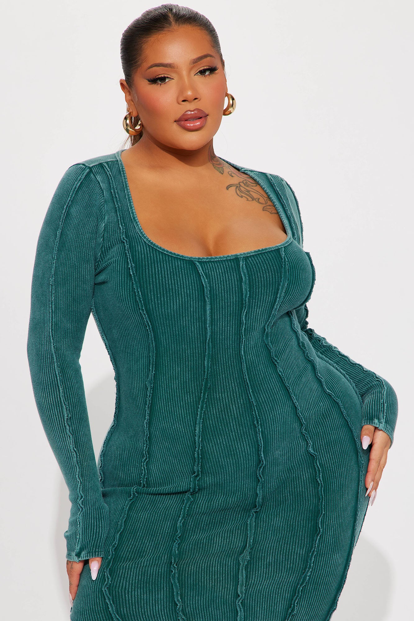 Celeste Ribbed Midi Dress - Teal