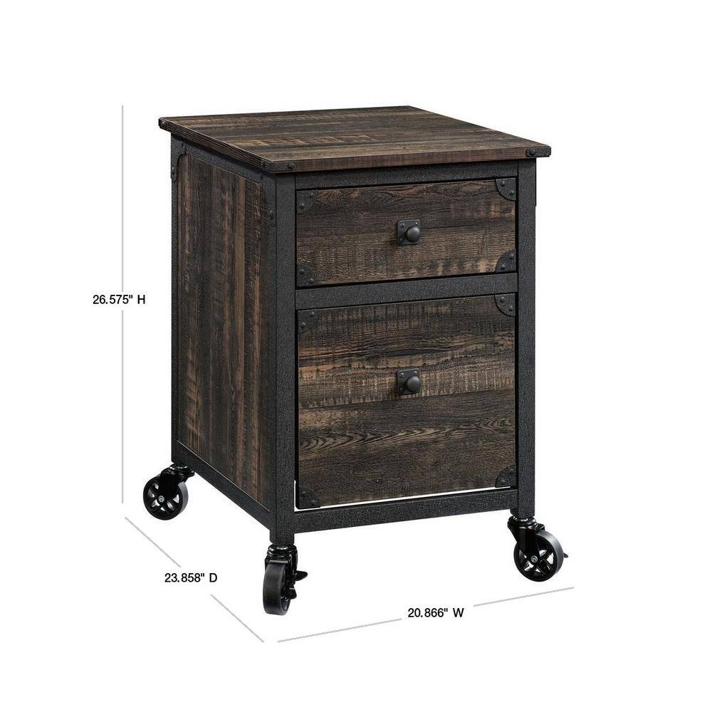 SAUDER Steel River Carbon Oak File Cabinet with Casters 423974