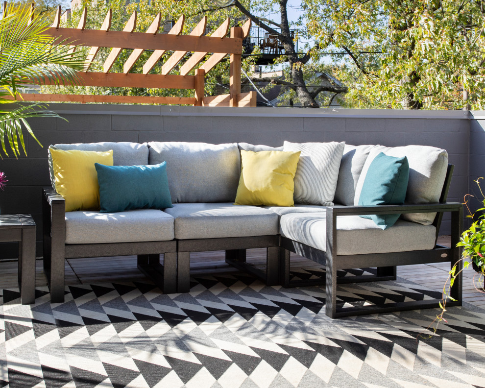 POLYWOOD EDGE 4 Piece Modular Deep Seating Set   Beach Style   Outdoor Sofas   by POLYWOOD  Houzz