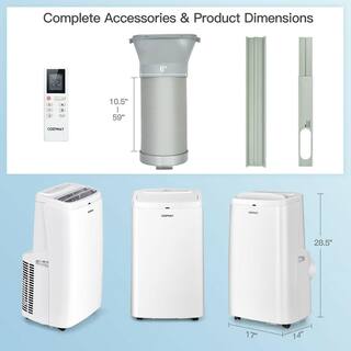 Costway 9000 BTU Portable Air Conditioner 3-in-1 Air Cooler Fan Dehumidifier with Remote in White ES10114US-WH