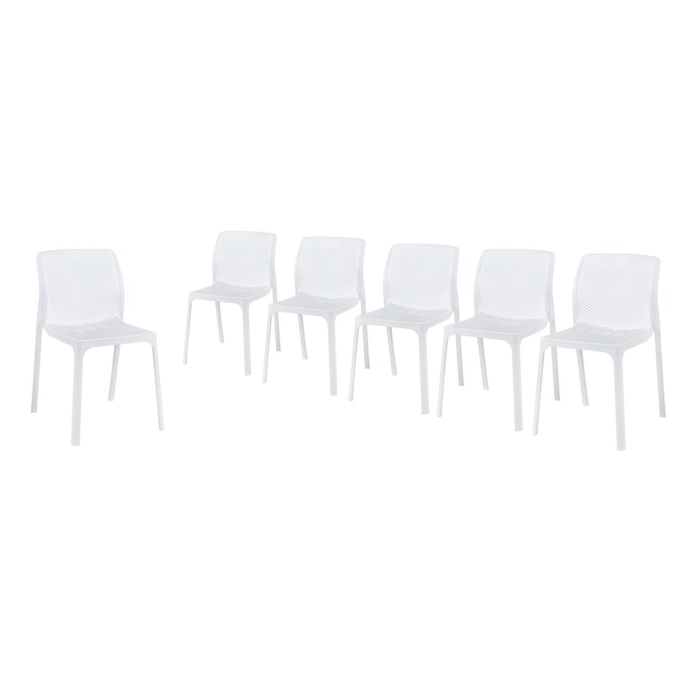 Labaron Outdoor Plastic Chairs (Set of 6) by Christopher Knight Home