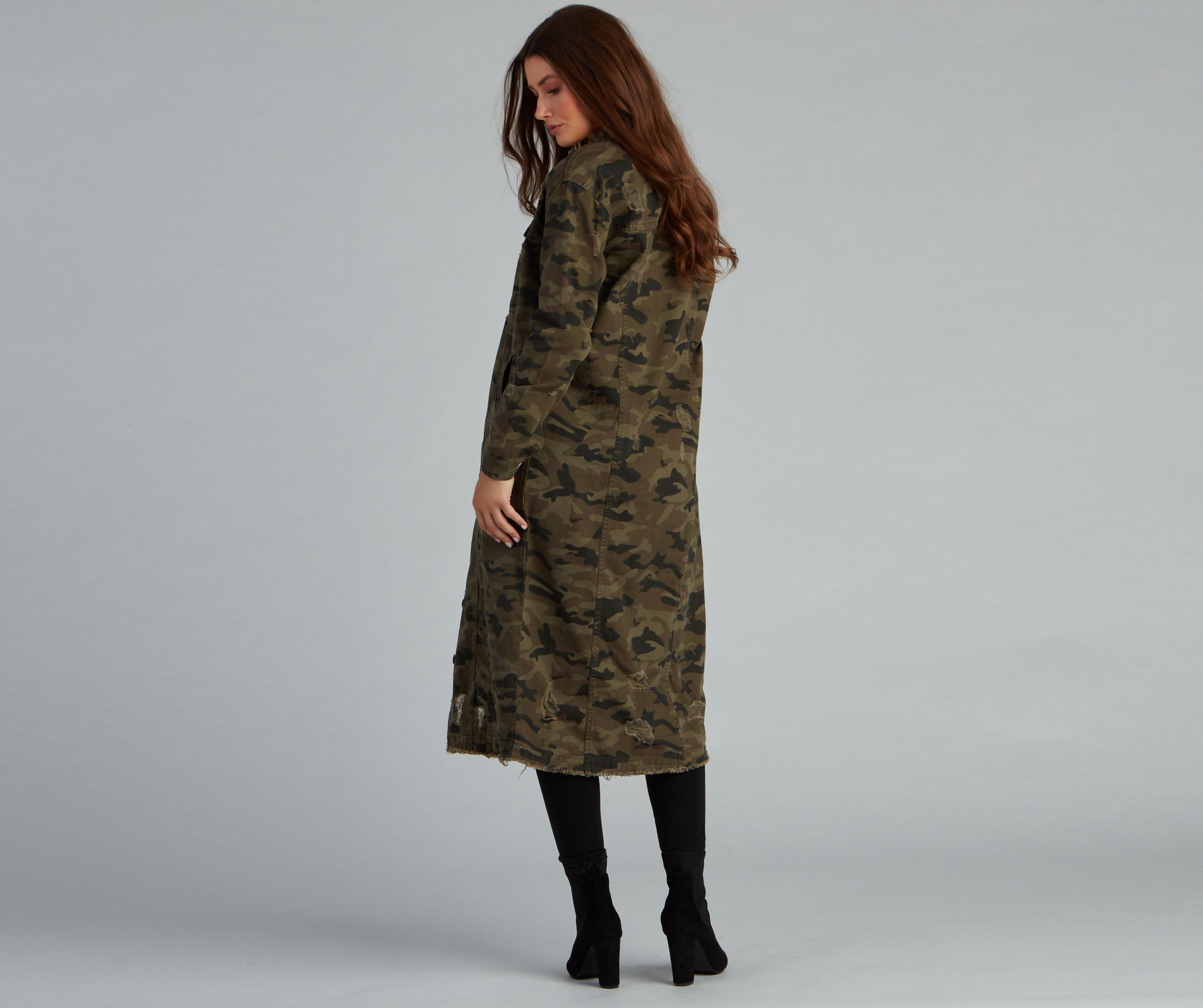 Step Up Camo Long Line Jacket