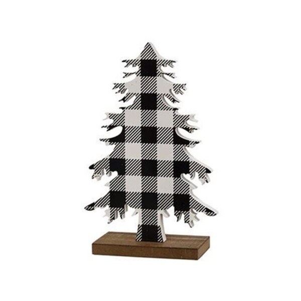 Black and White Buffalo Check Wood Tree