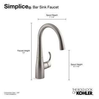 KOHLER Simplice Single-Handle Bar Faucet in Matte Black K-22034-BL