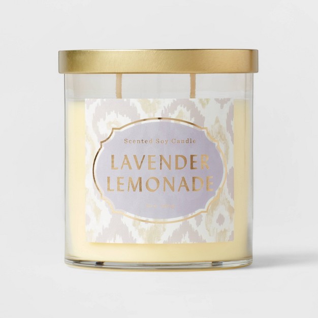 Clear Glass Lavender Lemonade Lidded Jar Candle Pale Yellow