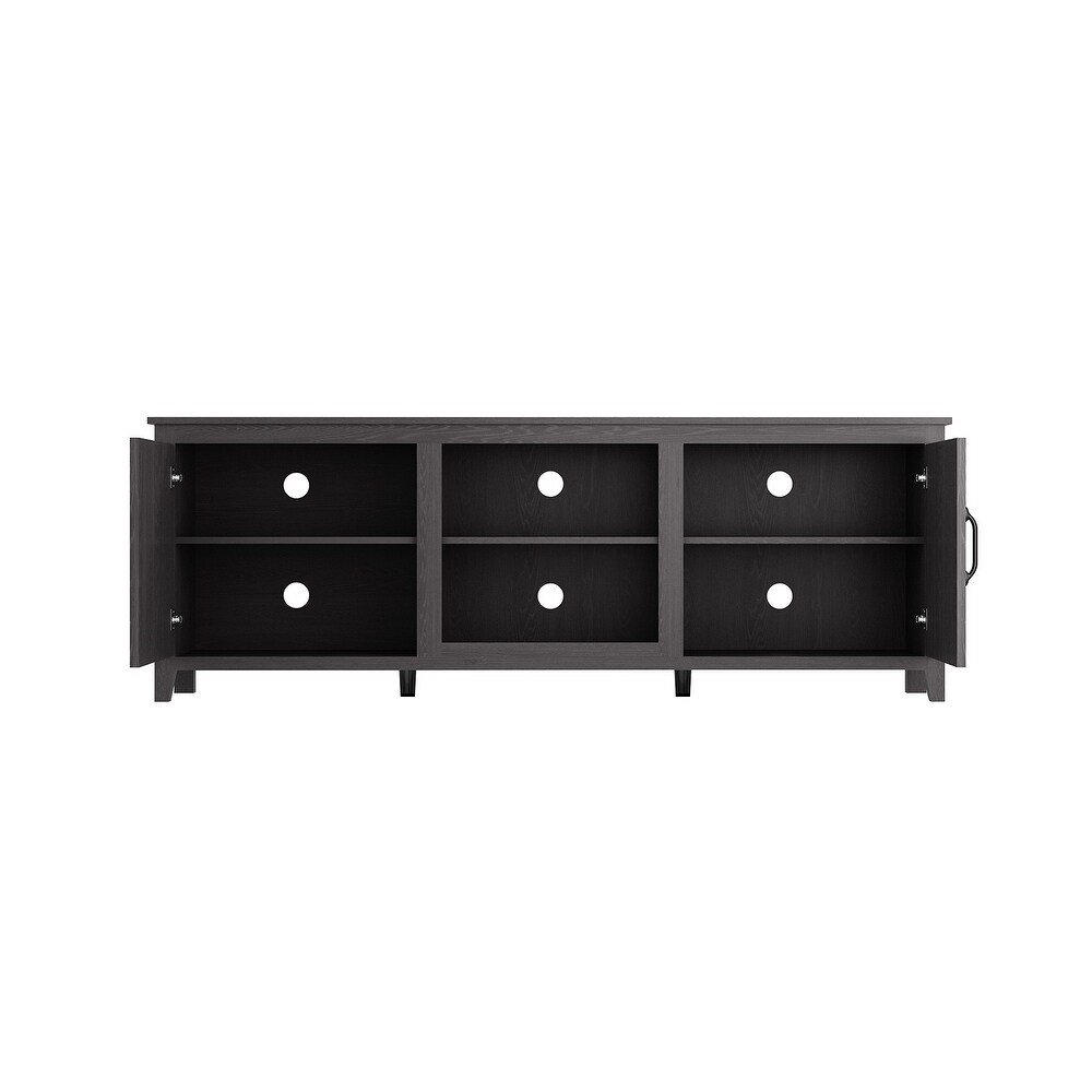 70.08 Inch Black TV Stand with 2 Drawers and 4 High Capacity Storage Compartment.