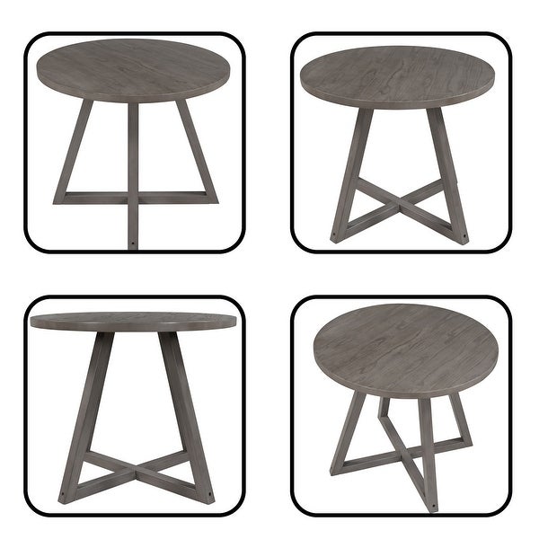 Wood Round Dining Table with X-shape Legs