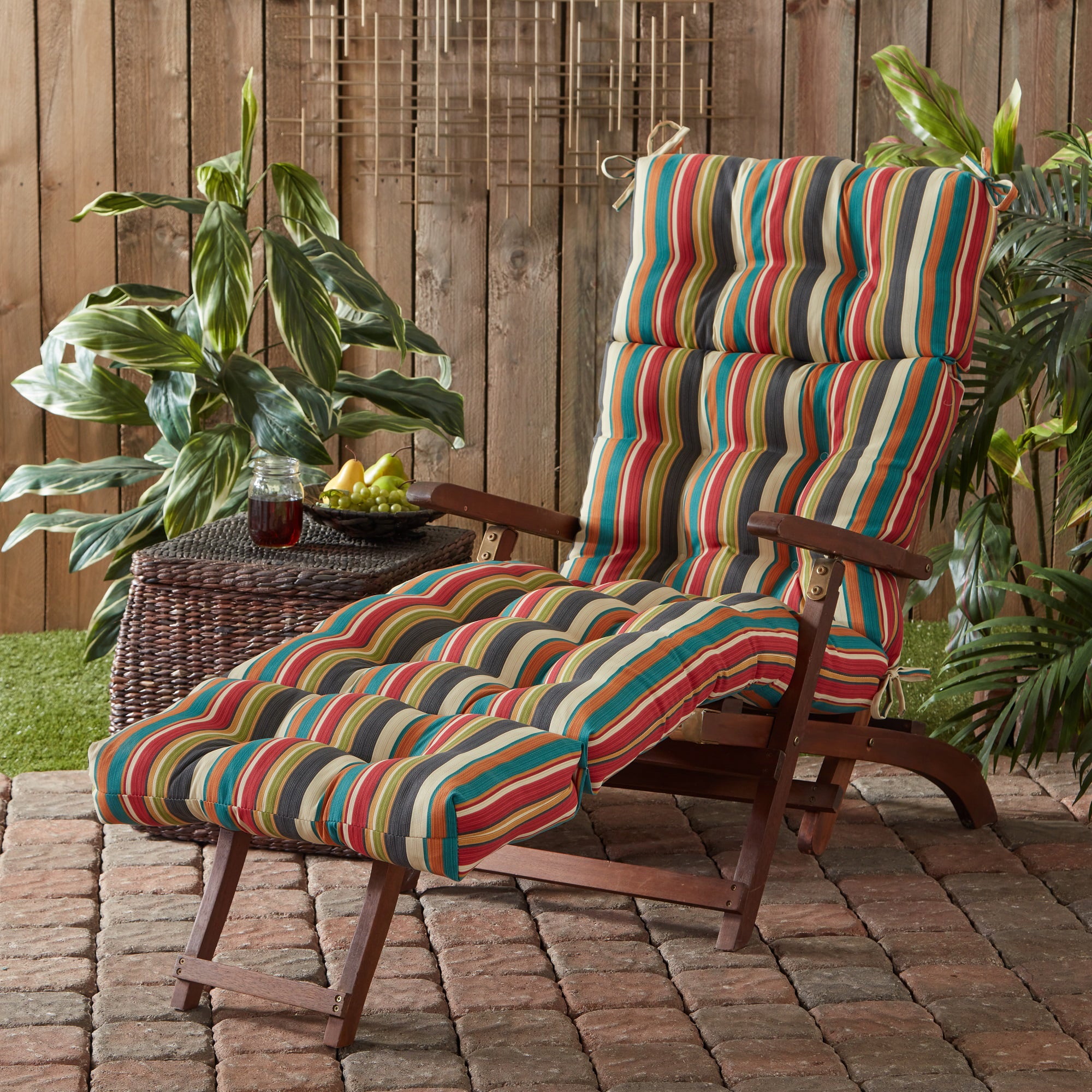 Greendale Home Fashions Sunset Stripe 72 x 22 in. Outdoor Chaise Lounge Chair Cushion