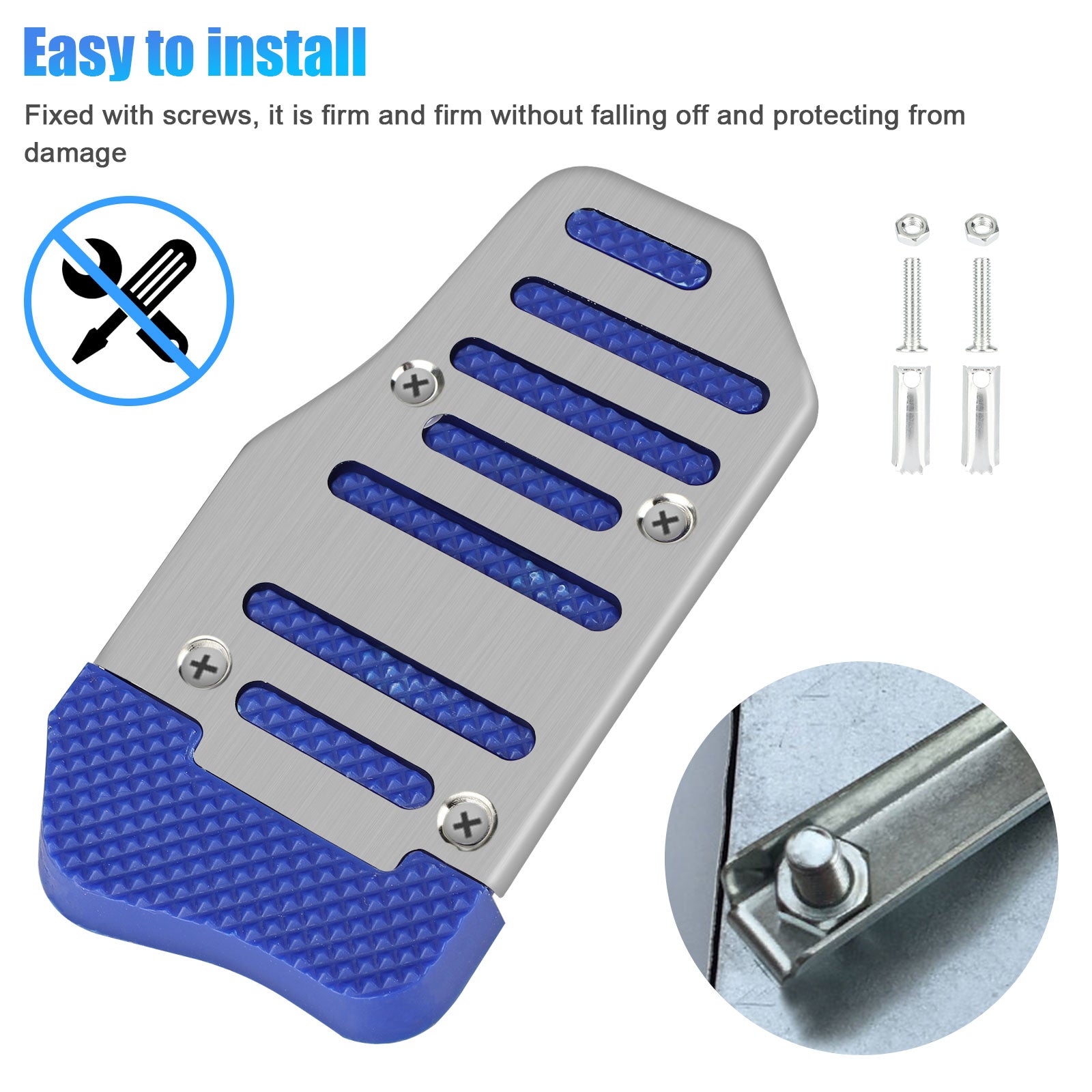 TSV 2pcs Car Gas Brake Pedal Pad Cover， Car Clutch Pads Throttle Brake Pedal， Non-Slip Pedal Pad Footrest Protector， Blue