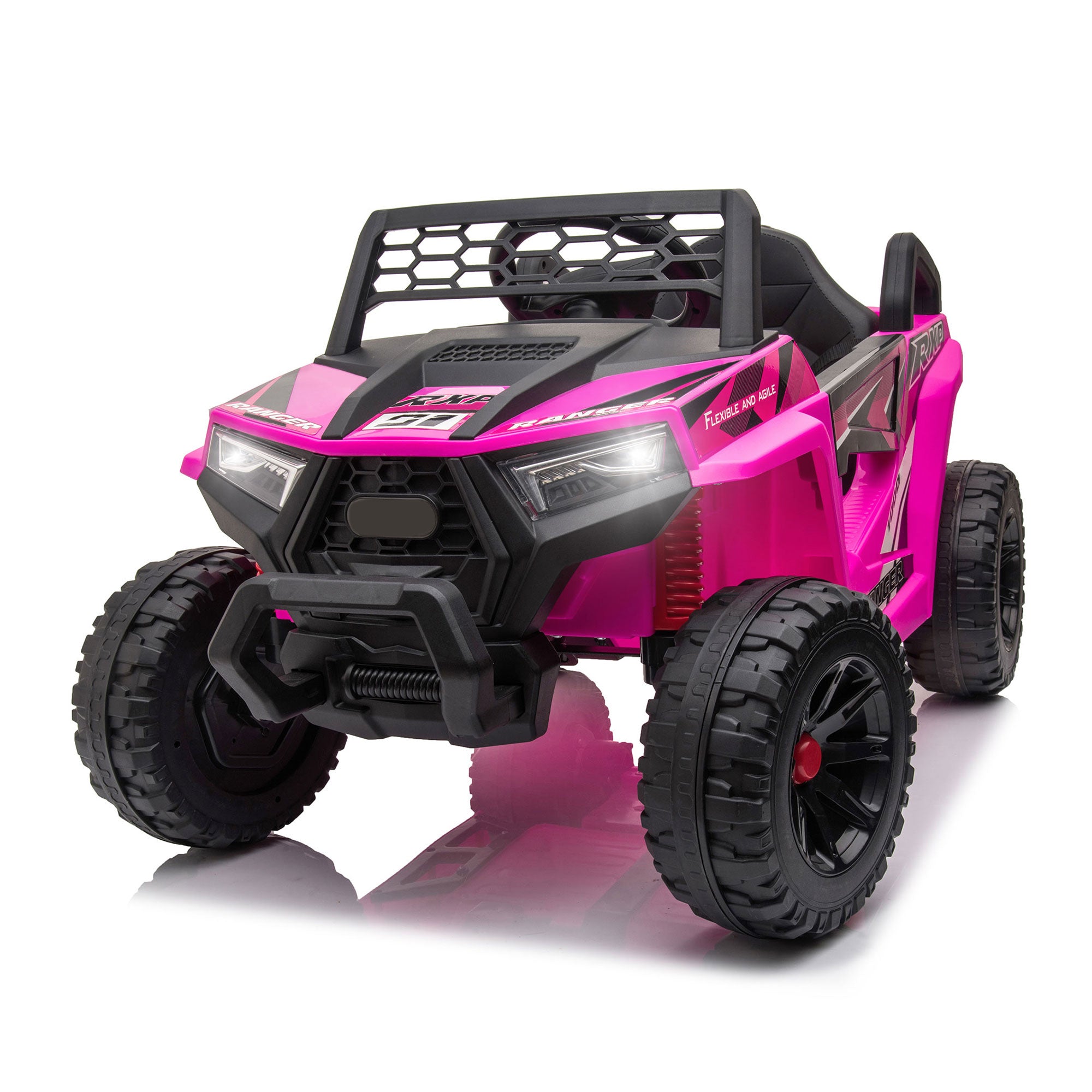 Kids ATV Ride on ATV, 12V Battery Powered Electric Vehicle, Ride on Car 4 Wheeler Quad for Boys & Girls-Pink