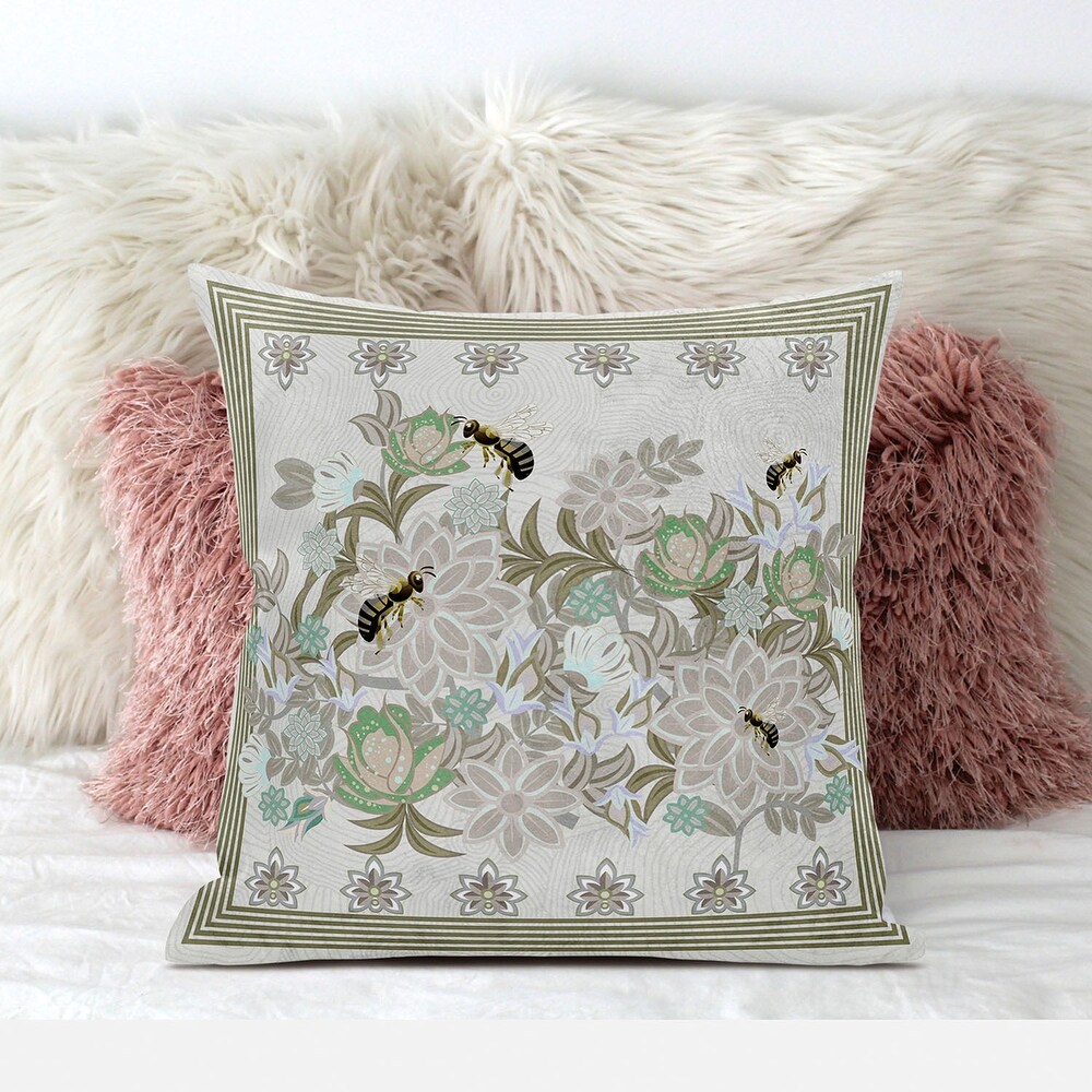 Amrita Sen Honeybee on Flower Indoor Outdoor Pillow