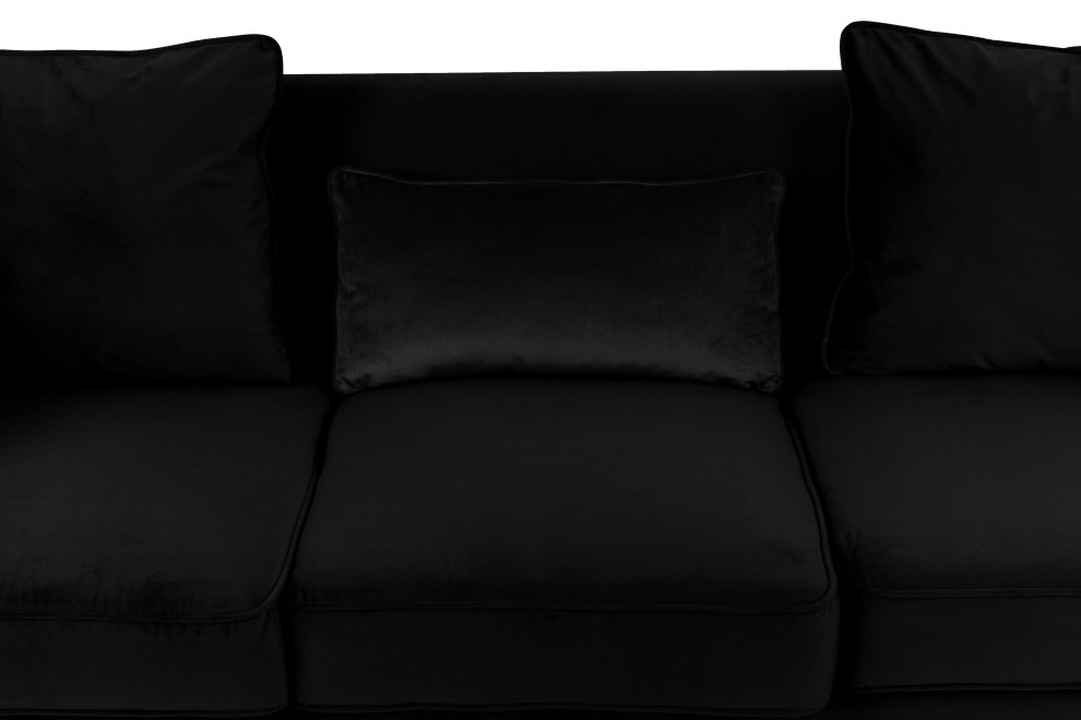 Bayberry Velvet Tufted Sofa Couch with 3 Pillows and Tufting   Midcentury   Sofas   by Lilola Home  Houzz