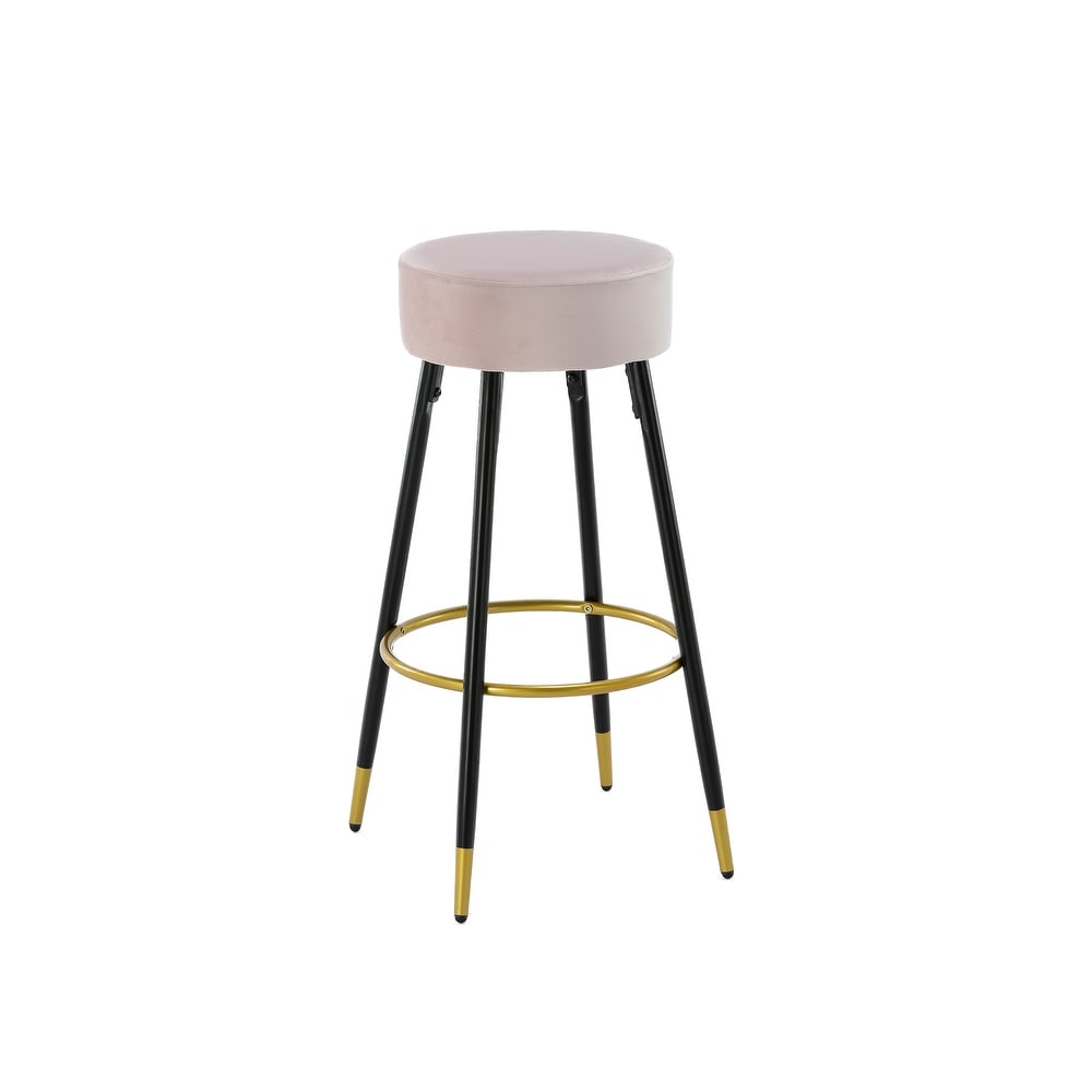 2 Pcs Velvet Backless Bar Stools Armless Dining Chair with Footres