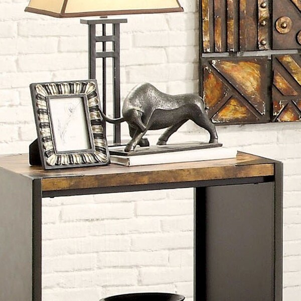 Furniture of America Omer Rustic Black 24-inch Metal 1-shelf Side Table