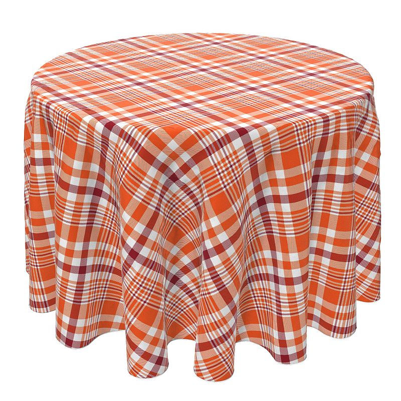 Round Tablecloth， 100% Cotton， 60 Round， Plaid 14