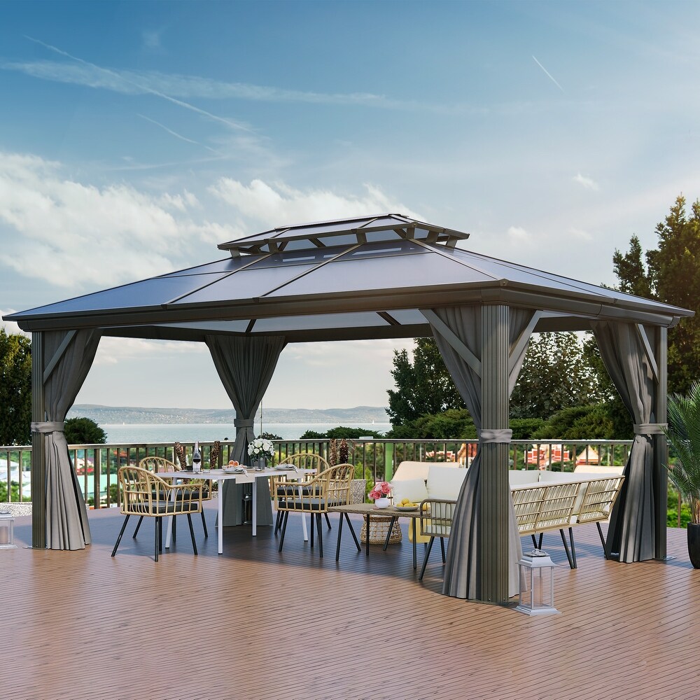 Outdoor Metal Patio Gazebo With Tiered Roof