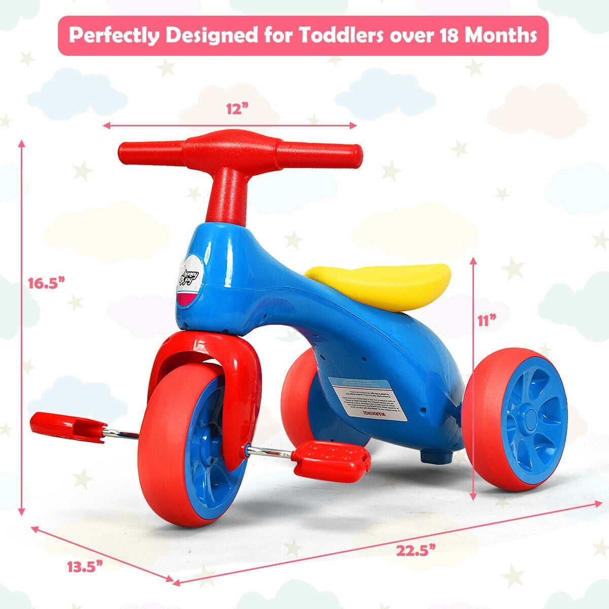 Kids Tricycle, Baby Balance Bike Walker with Foot Pedals