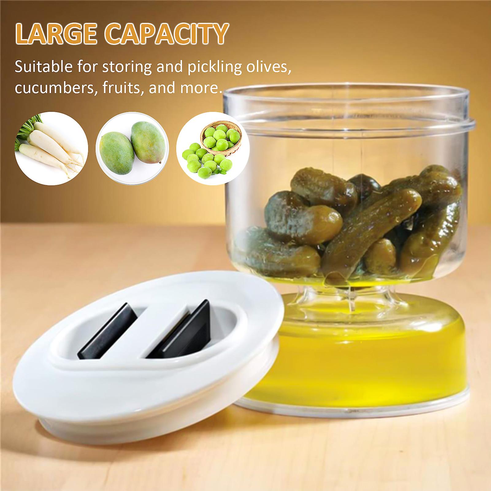 Pickle Olive Hourglass Jar Pickle Juice Wet And Dry Separator Food Container With Strainer Flip Airtight Lid No.226405