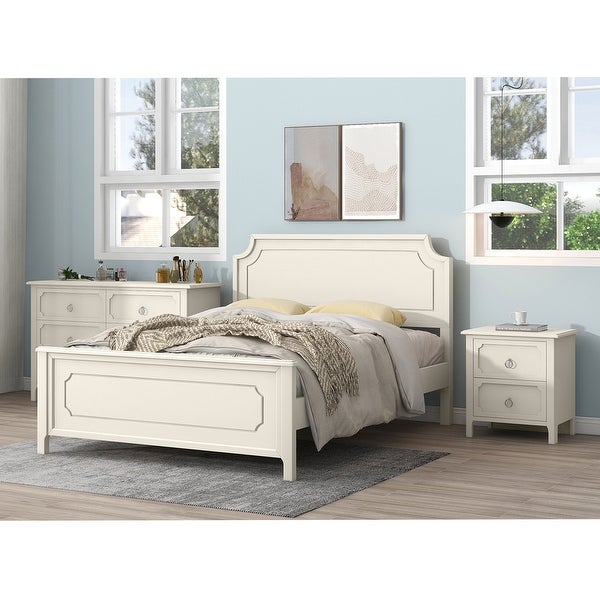 3 Pieces Bedroom Sets with Platform Bed，Nightstand and Dresser - - 37374884