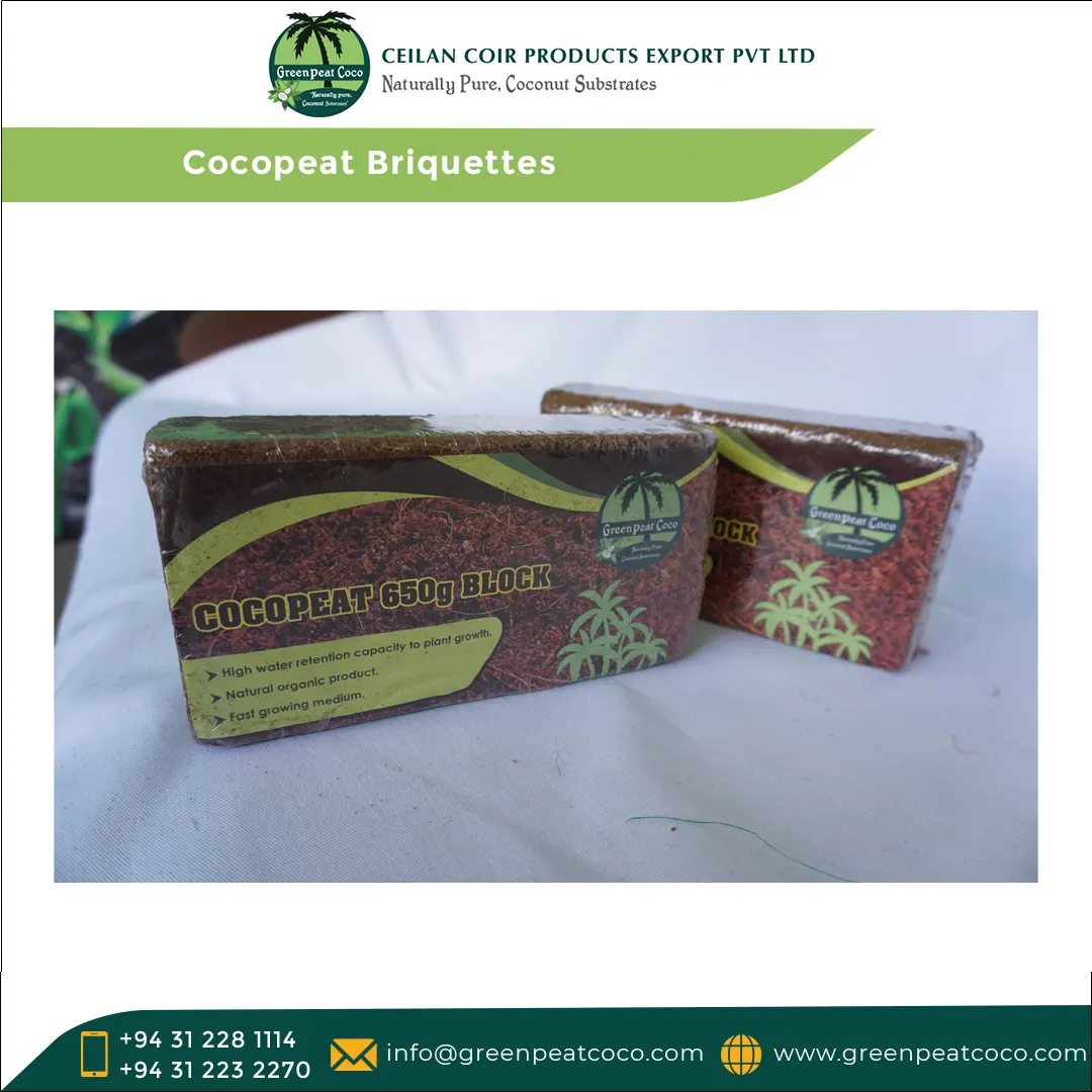 Genuine Supplier Widely Selling 100% Natural and Organic Chemical Free Cocopeat Briquettes with High Water Holding Capacity