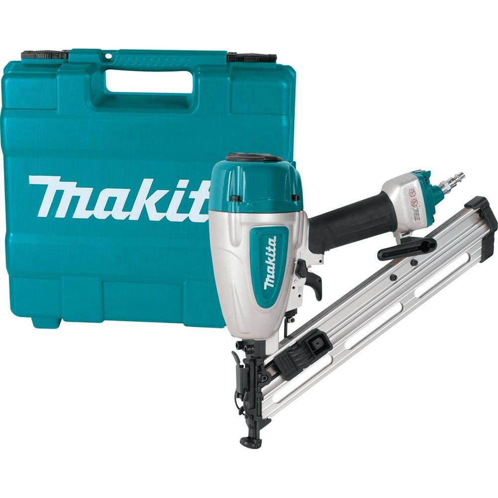 Makita 2.6 Gal. 2 HP Portable Electrical Hot Dog Air Compressor with Bonus Pneumatic 15-Gauge 2.5 in. Angled Finish Nailer MAC700-AF635