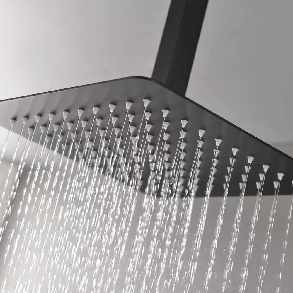 WELLFOR 1-Spray Patterns with 2.5 GPM 10 in. Ceiling Mount Rain Fixed Shower Head in Matte Black WA-F10-MB