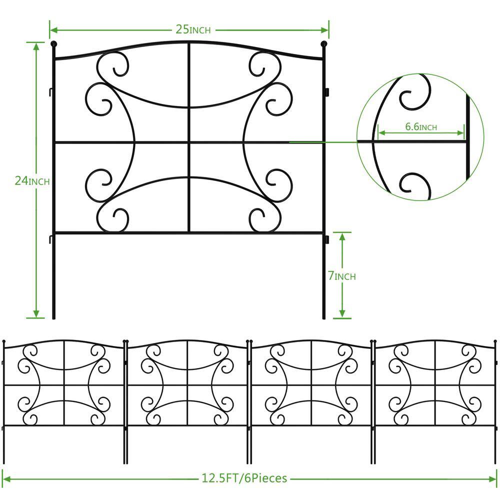 FENCY 24 in. Black Metal Decorative Outdoor Garden Border Fence HD-A-HW89013