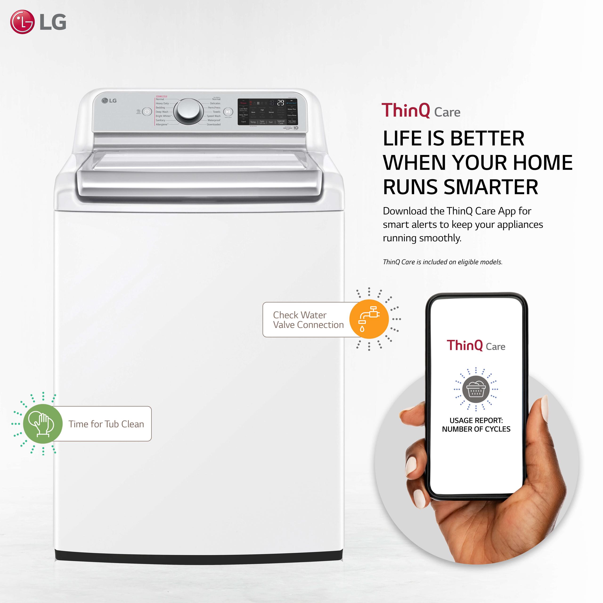 Lg WT7900HWA 5.5 Cu.Ft. Mega Capacity Smart Wi-Fi Enabled Top Load Washer With Turbowash3D™ Technology And Allergiene™ Cycle