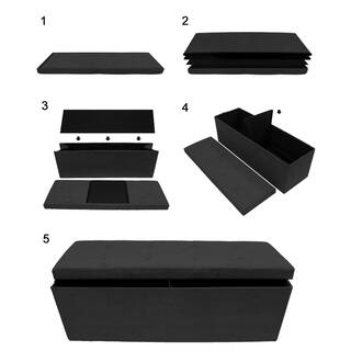 Sorbus 43 in. L x 15 in. W x 15 in. H Black Collapsible Chest Fabric Bench Storage Box STRG-BNCHSU-BLK