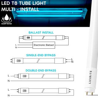 LUXRITE 12-Watt 3 ft. Linear T8 LED Tube Light Bulb 3 Color Selectable Single and Double End Powered 1560 Lumens F25T8 (30-Pack) LR34233-30PK