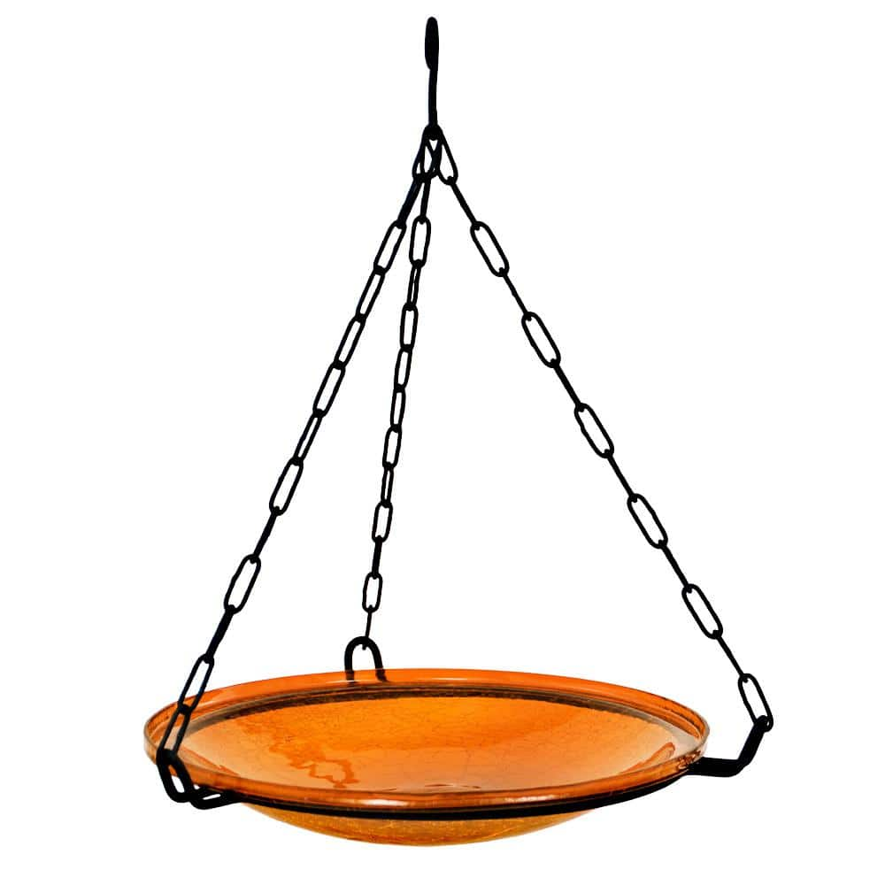 Achla Designs 14 in. Dia Mandarin Orange Reflective Crackle Glass Birdbath Bowl CGB-14M