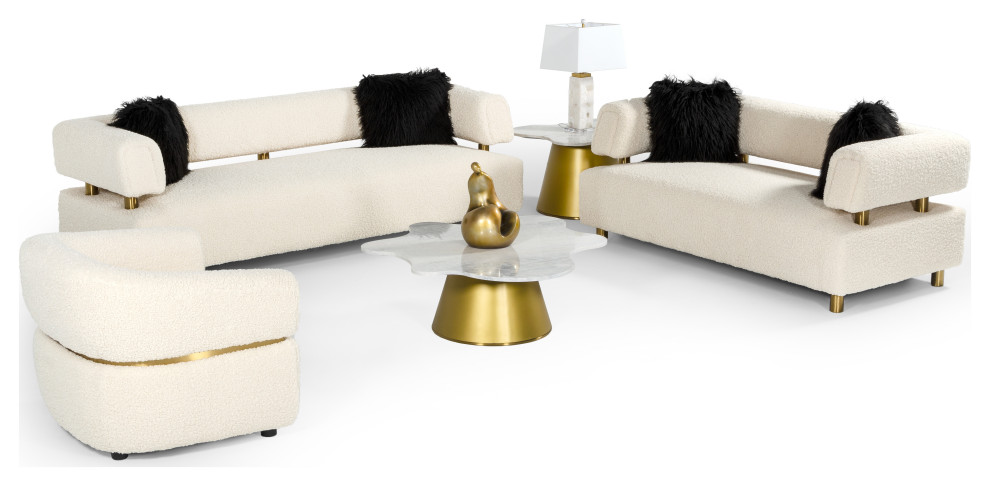 Divani Casa Gannet Glam Beige Fabric Chair   Transitional   Armchairs And Accent Chairs   by Vig Furniture Inc.  Houzz