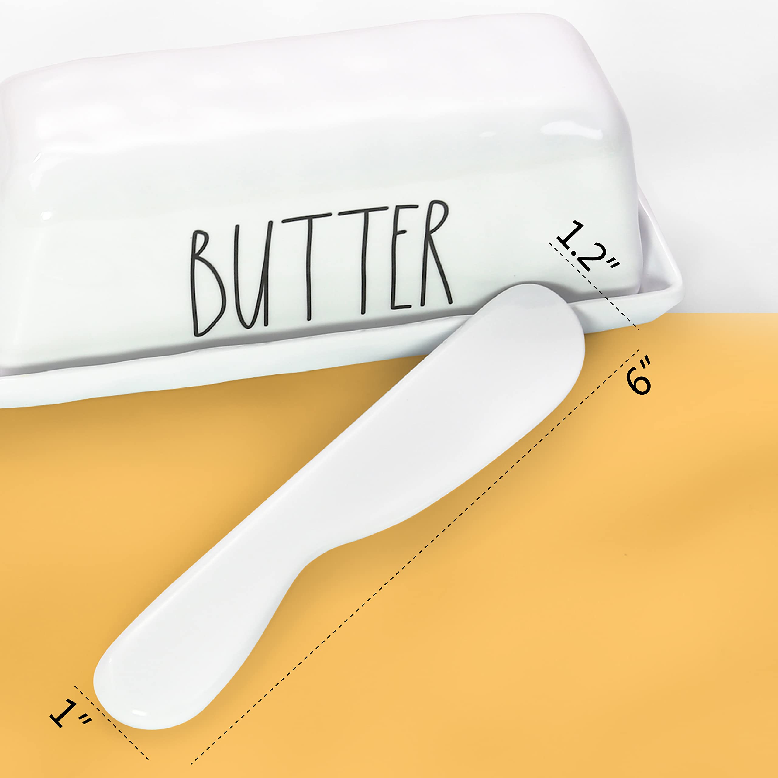 TP Melamine Butter Dish with Knife， Pure White