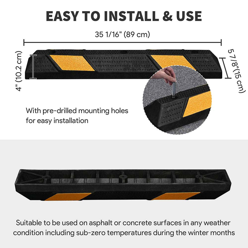 Yescom 36 in Commercial Rubber Parking Stop Block Wheel Tire Curb