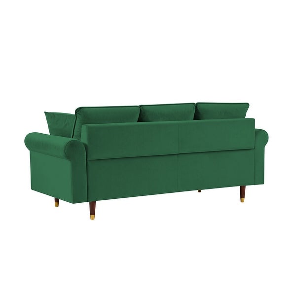 3 Seater Velvet Sofa with 2 Pillows