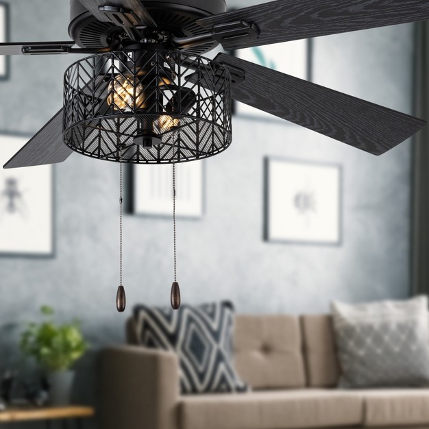 5 Blade Led Modern Matte Black Lighted Ceiling Fan River Of Goods