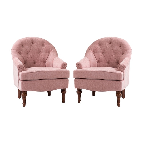 Gioa Classic Polyester Tufted Back Armchair Set Of 2 with Solid Wood Legs by HULALA HOME