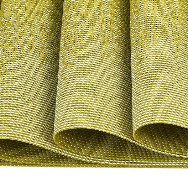 Woven Placemats Set of 6 Heat Resistant Place Mats Anti-slip PVC Square Green