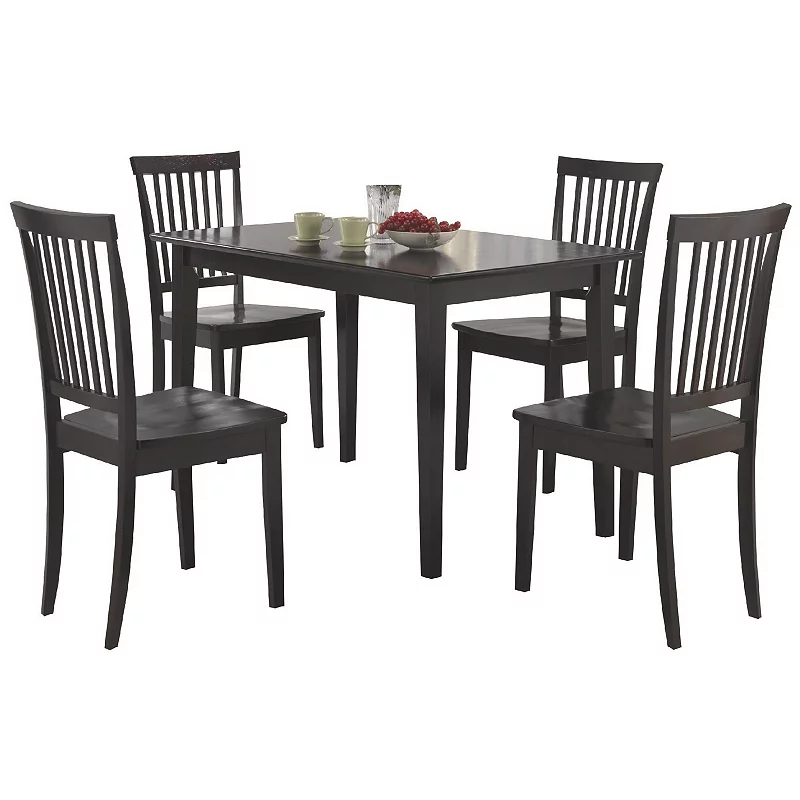 Sophisticated And Sturdy 5 Piece Wooden Dining Set， Brown