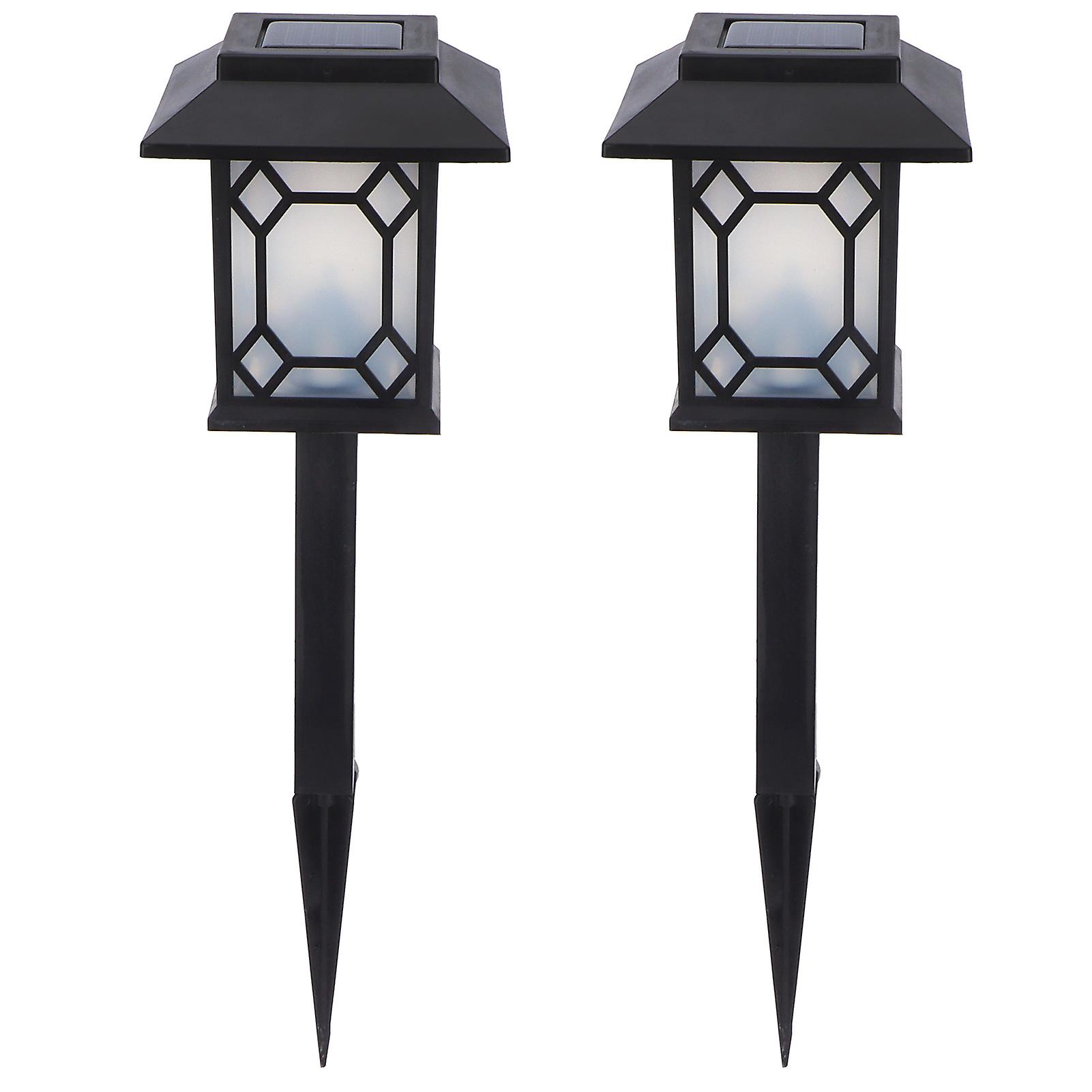 2set Led Lawn Light Waterproof Unique Solar Lamp Garden Patio Yard Pathway Decoration