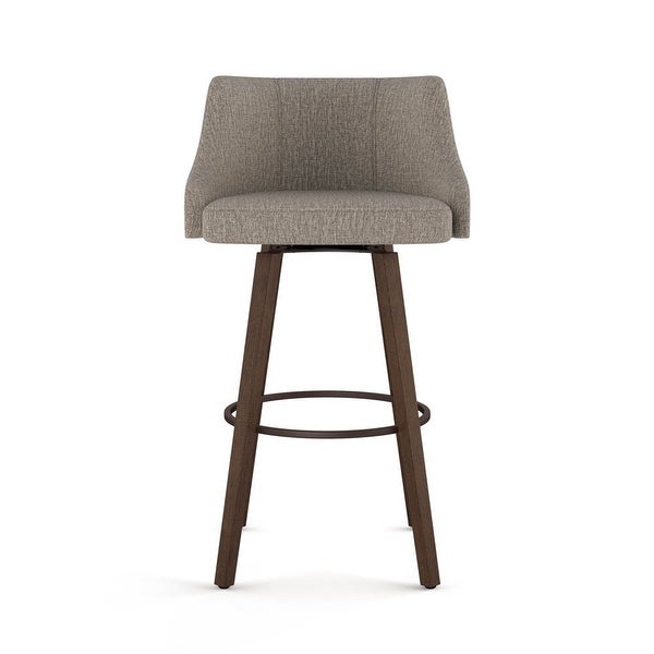 Ramon 26 In. Swivel Counter Stool - Beige and Brown Woven Polyester / Brown Wood