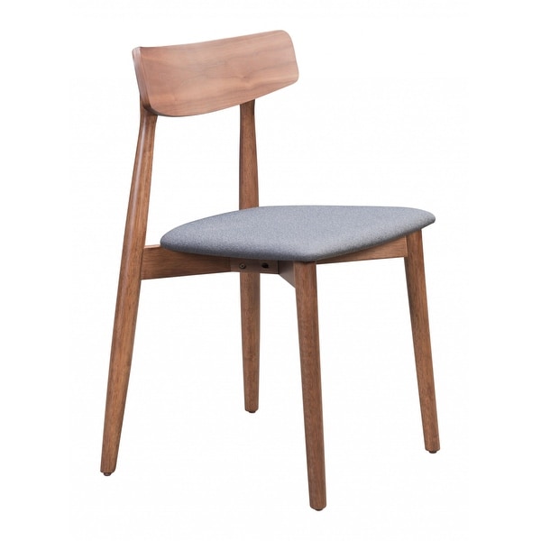 HomeRoots Set Of 2 Walnut and Gray King Louis Back Dining Chairs