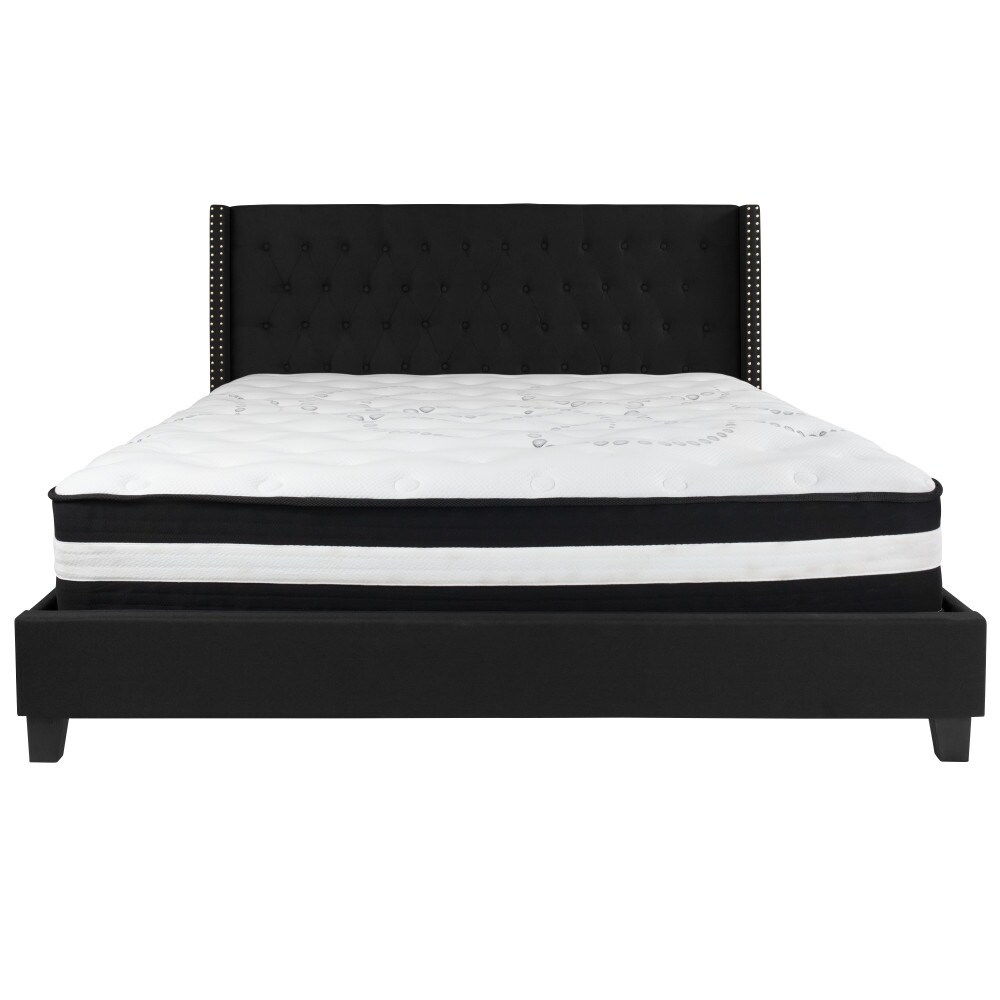 Tufted Upholstered Platform Bed with Pocket Spring Mattress