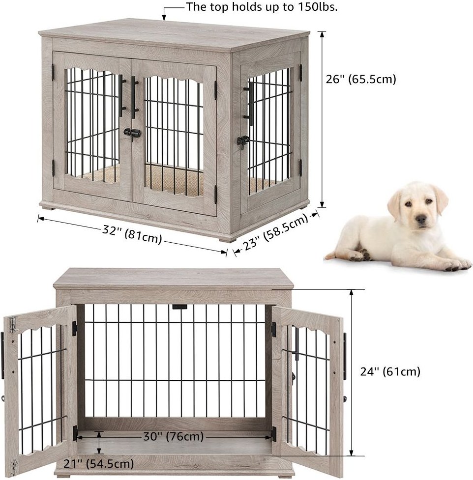 Unipaws Wooden Wire Furniture End Table Dog Crate