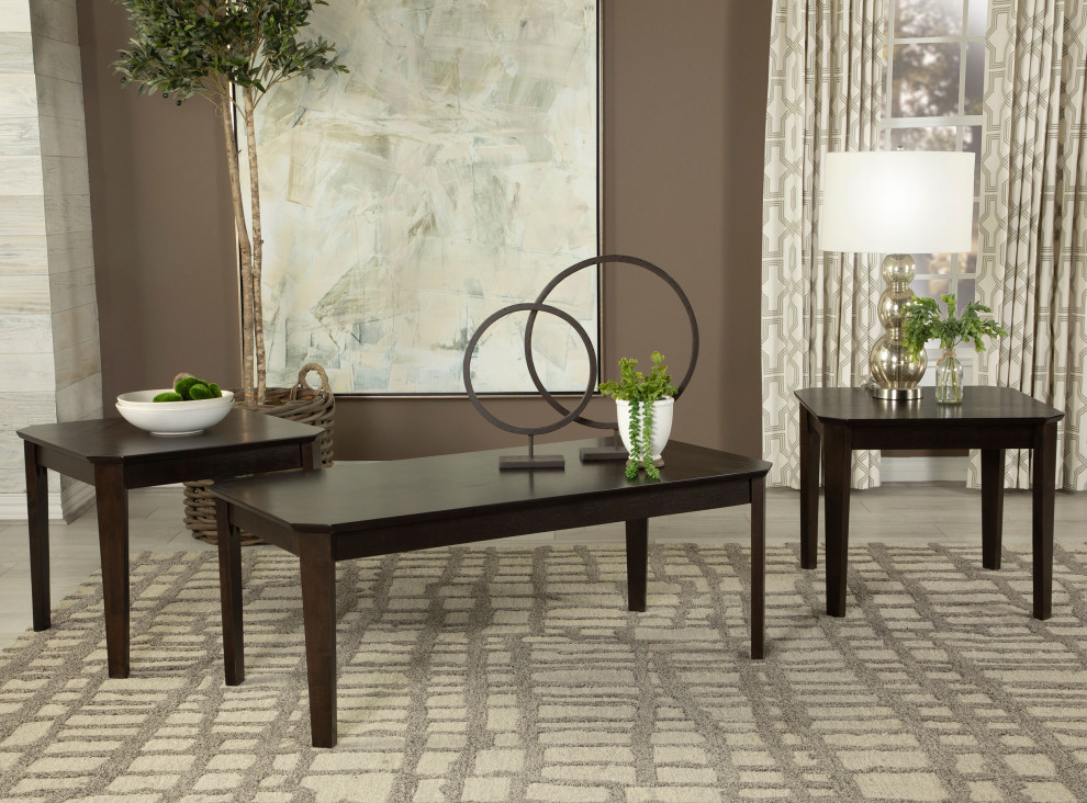 Amaro 3 piece Occasional Set Dark Brown   Modern   Coffee Table Sets   by Modon  Houzz