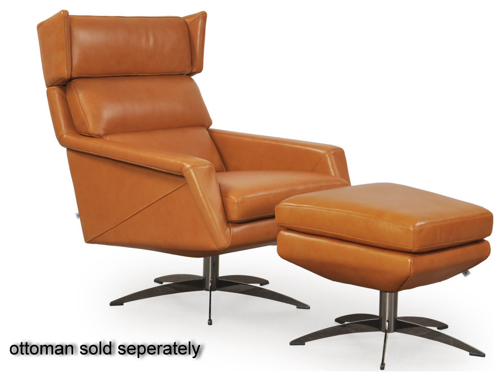 Hansen Full Leather Modern Swivel Chair  Tan   Contemporary   Armchairs And Accent Chairs   by Moroni  Houzz