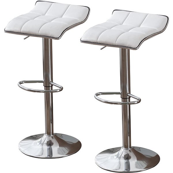 Bar Stools Set of 2 Square Backless Adjustable Tall Stools Pu Leather with Metal Base Swivel Counter Stools