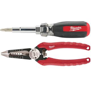 MW 13-in-1 Multi-Tip Cushion Grip Screwdriver with 6-in-1 Wire Stripper Pliers 48-22-2880-48-22-3079